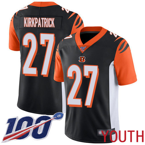 Cincinnati Bengals Limited Black Youth Dre Kirkpatrick Home Jersey NFL Footballl #27 100th Season Vapor Untouchable->youth nfl jersey->Youth Jersey